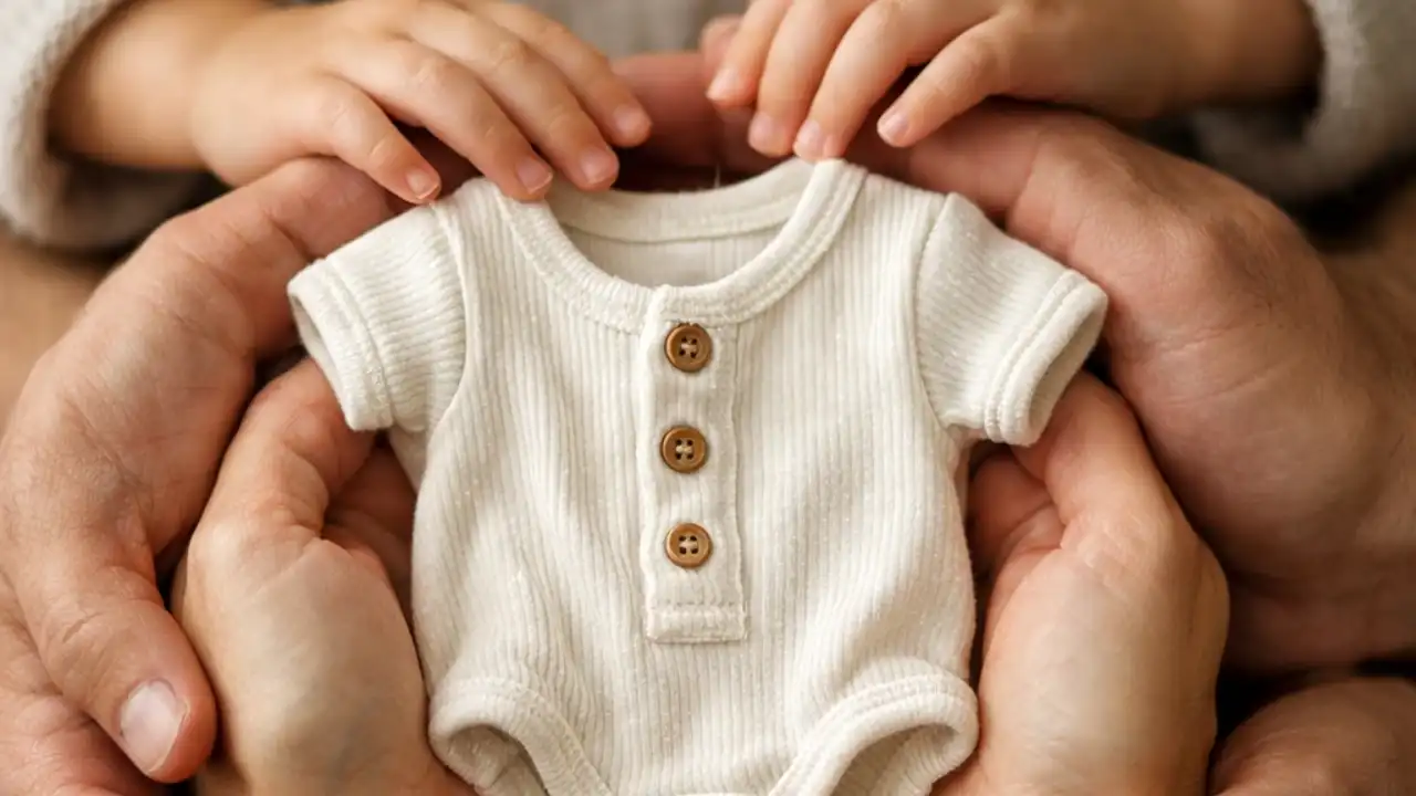 لباس نوزاد میان دستان خانواده