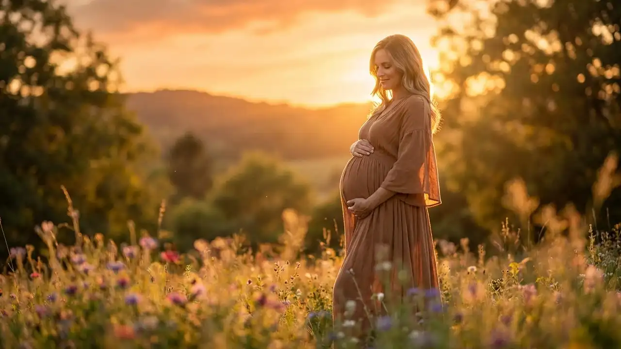 ژست عکاسی بارداری در طبیعت 