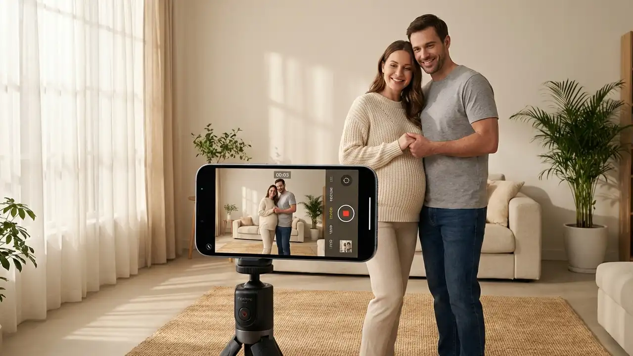 عکاسی بارداری با موبایل در خانه 