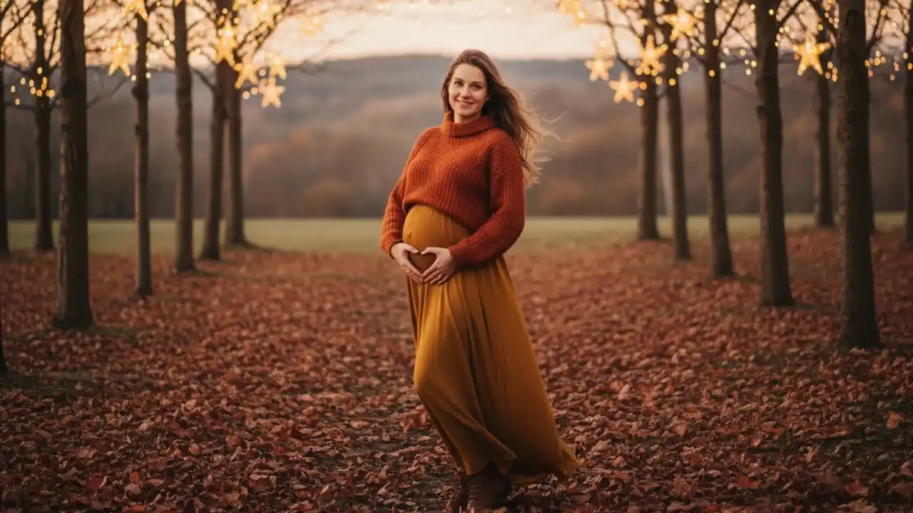 ایدهی عکاسی بارداری فضای باز با تم کریسمس