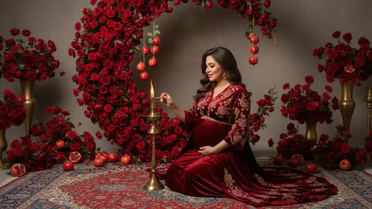 عکس بارداری با تم یلدایی