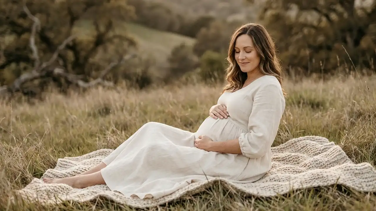 ایده عکاسی بارداری نشسته 