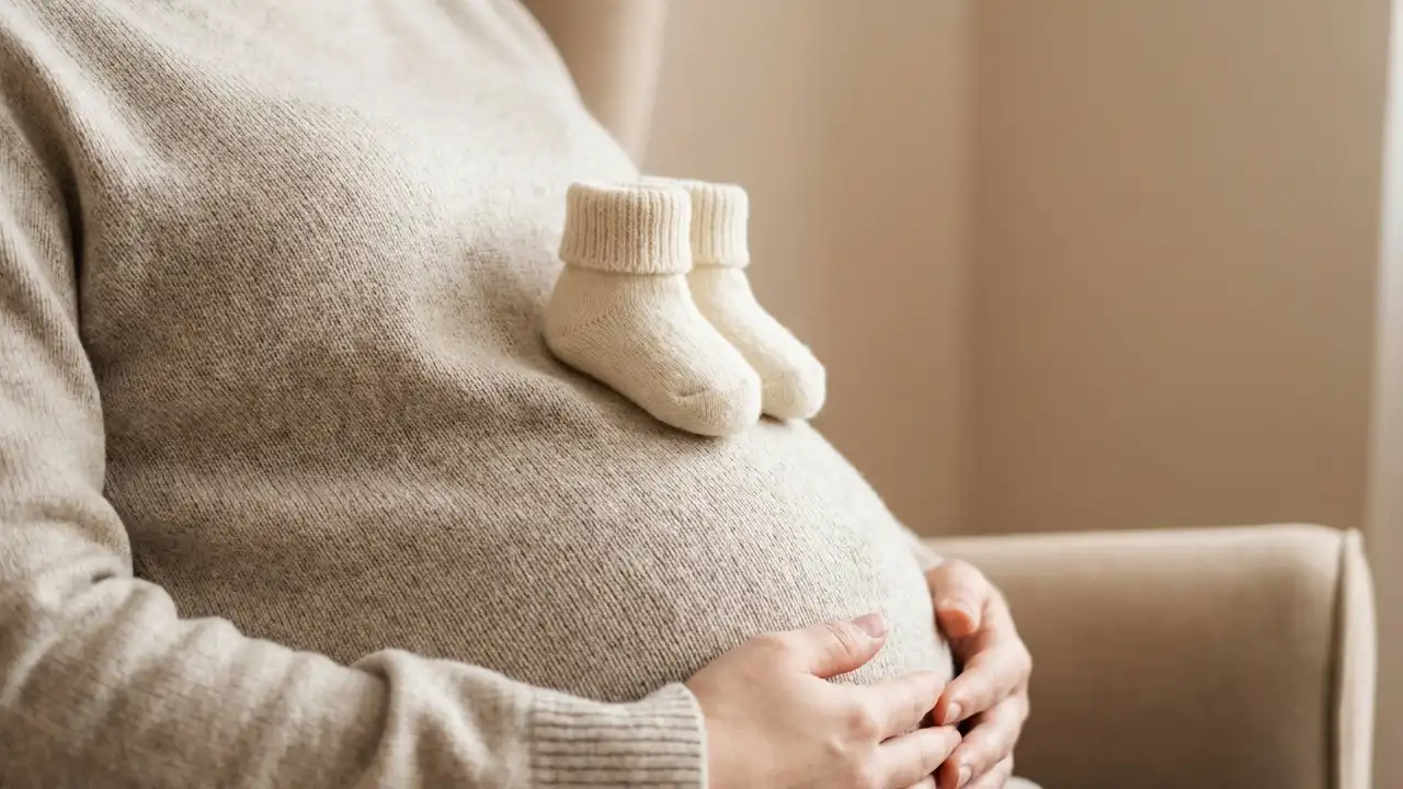 ایده بارداری کفش‌ها یا جوراب‌های کوچک روی شکم