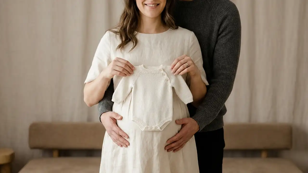 ایده‌ی بارداری لباس نوزاد روی شکم مادر