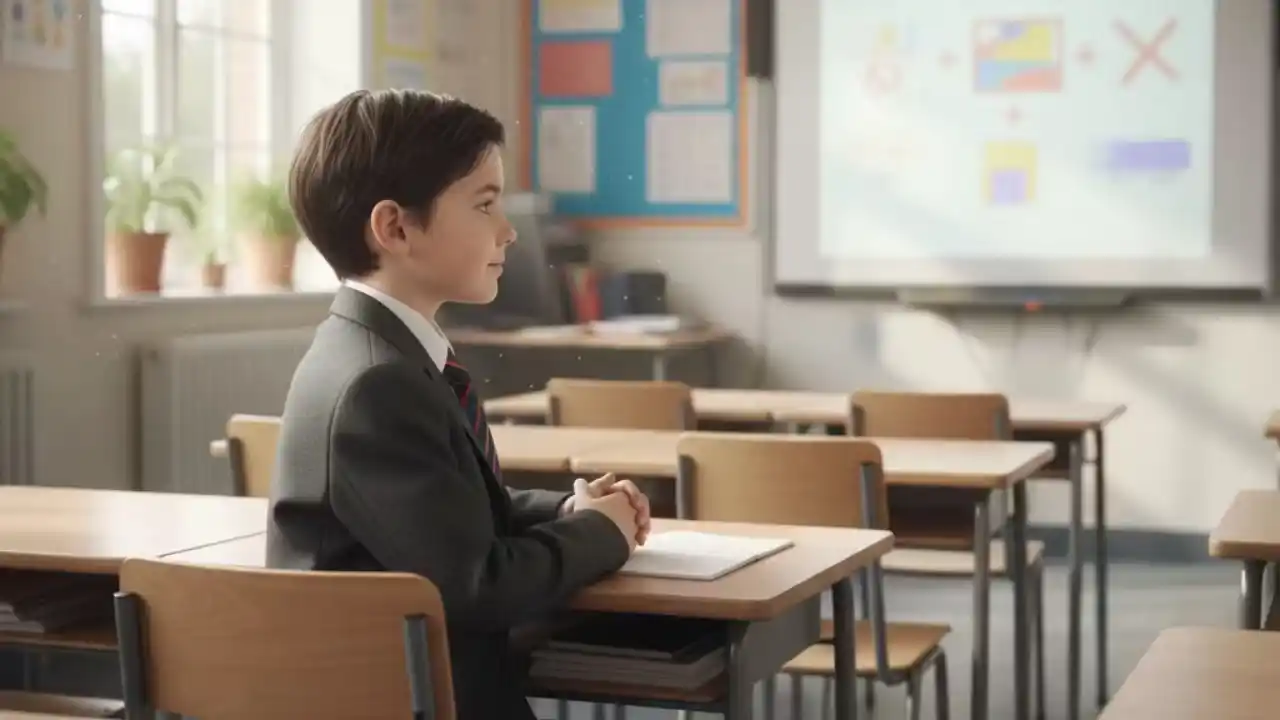 ژست نگاه کردن کودک به تخته