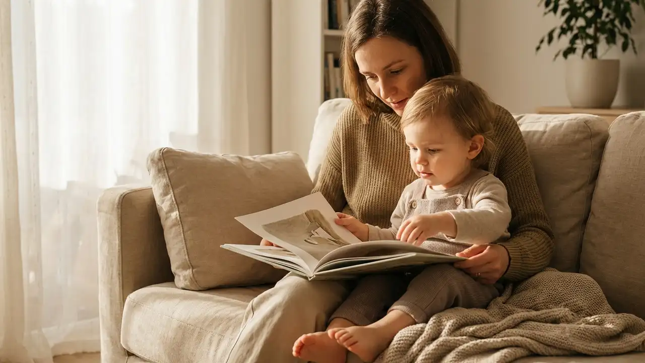 ایده‌ عکاسی از کودک موقع کتاب خوندن با والدین