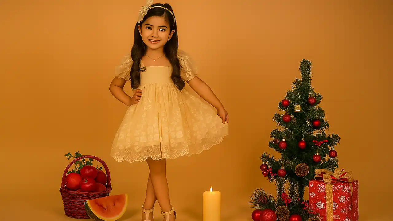 ایده ترکیب یلدا و کریسمس برای عکس کودک 