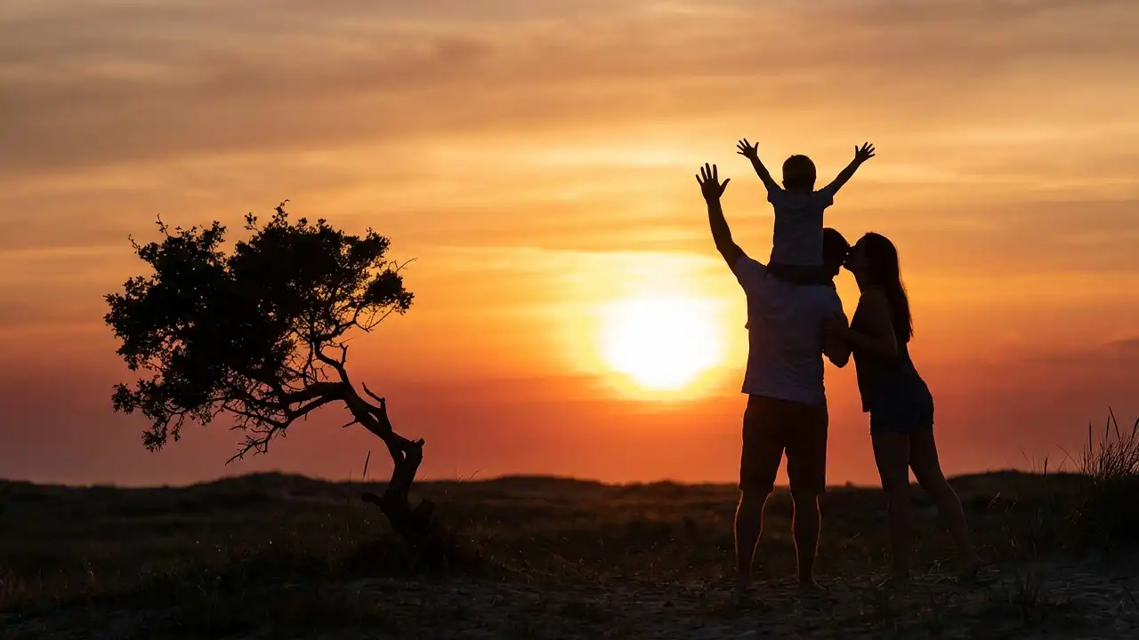 ایده عکاسی کودک با والدین ضد نور (Silhouette)