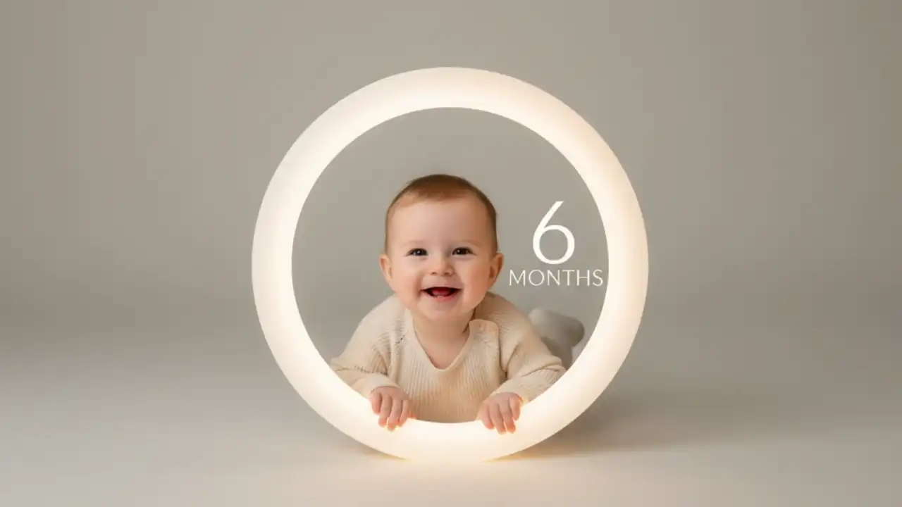 عکس ماهگرد نوزاد با حلقه نور یا LED 