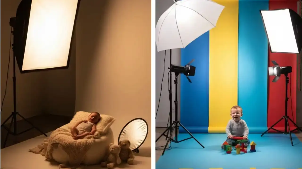 تفاوت تجهیزات نورپردازی در عکاسی کودک و نوزاد