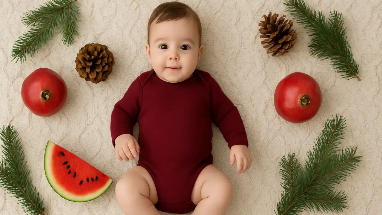 ایده‌ی استفاده از پتوهای بافتنی برای عکاسی از نوزاد در شب یلدا