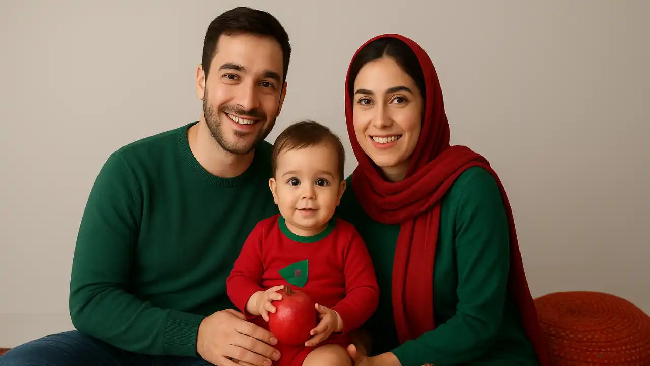 ایده‌ی عکس‌های یلدایی نوزاد با خانواده